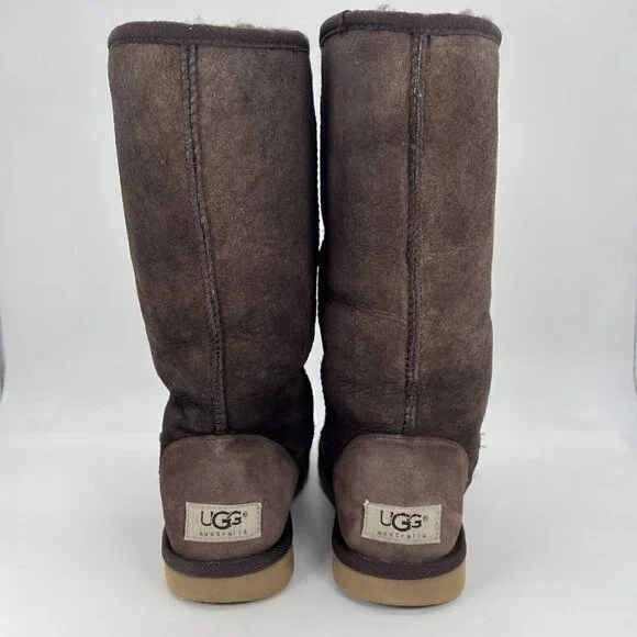 UGG Classic Women Size 5 Tall Shearling Winter Boots Choc Brown 5815 - Picture 5 of 12
